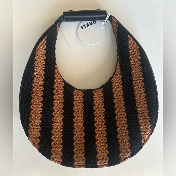 NWT STAUD Woven Raffia Moon Tote Bag - Picture 10 of 12